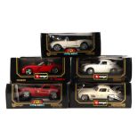 Five Bburage 1/18 scale metal diecast cars comprising Mercedes 300SL Millemiglia, Dodge Viper,