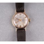A Tudor Royal 9ct gold ladies wristwatch, the silvered dial with Arabic numerals at 12, 6, 3 and 9