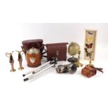 Assorted collector's items including a pair of Ross of London binoculars, cased; together with