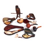 A group of Meerschaum and other type pipes, some cased (mostly a/f).