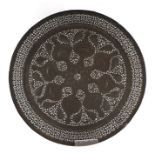 An Indo-Persian pierced brass circular tray, 60cms diameter.