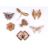 A group of novelty insect form vintage brooches to include a Mexican Taxco dragonfly.Condition