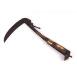 An Afghan Lahore folding axe with bone handle, 30cms long.Condition ReportThe axe blade does open