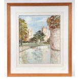 Peter Gammon - The Moat, Wells, Somerset - watercolour, signed and titled lower left, framed &