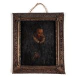 A 17th century portrait miniature on copper depicting an Elizabethan gentleman with a sword and