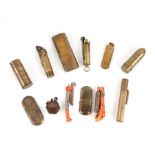 Twelve mainly brass WW1 lighters including trench art (12)