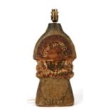 Manner of Bernard Rooke - A Studio pottery lamp base with sgraffito decoration, 34cms high.Condition