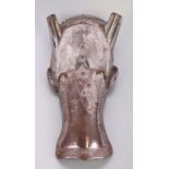 A Shaffron polished steel articulated horses head protective armour, 61 by 29cms.