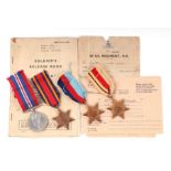 A WW2 medal group consisting of the 39/45 Star, Africa Star, Burma Star and War Medal together