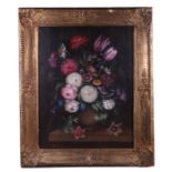 Victorian school - Still Life of Flowers in a Vase - oil on canvas, framed, 42 by 54cms.Condition