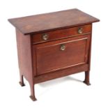 An Arts & Crafts oak side cabinet with single frieze drawer and fall-front cupboard beneath, 62cms