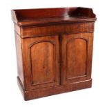 A Victorian mahogany side cabinet, the three-quarter galleried top with single frieze drawer above a