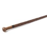 A WW1 hand carved trench art walking cane / stick. Carved into the stick it reads WORLD - WAR 1914-