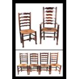 Six North Country ladderback chairs with rush seats (6).