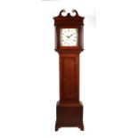 An oak and crossbanded mahogany cased longcase clock, the 30cms painted square dial with Roman and