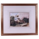 Late 19th century English school - River Landscape with Buildings in the Distance - watercolour,