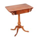 A 19th century satin birch occasional table with single frieze drawer, on turned column and