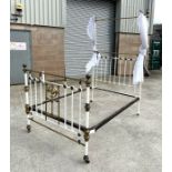 A Victorian brass and painted metal double bed, 136cms wide.Condition ReportLooks to be in good