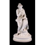 A Parianware figure depicting a seated classical woman, 51cms high.Condition ReportThe figure is