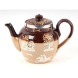 A Royal Doulton stoneware silver mounted teapot, London 1901, 14cms high.