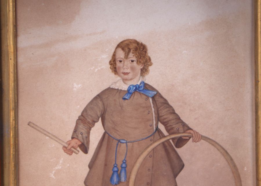 William Gosse (early 19th century school) - Study of a Regency Boy Playing with a Stick and Hoop - - Image 3 of 5