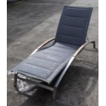 An Indian Ocean design Plaza stainless steel and teak lounger