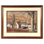 W Hunking (20th century British) - Village Scene - signed & dated 1947 lower left, watercolour,