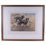 After Henry Wilkinson - A Pair of Setters - limited edition drypoint engraving, signed in pencil and