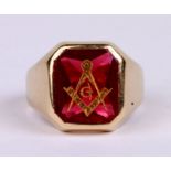 A 9ct gold Masonic signet ring, approx UK size 'R', 9g.
