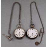 A silver open faced pocket watch, the white dial with Roman numerals and subsidiary seconds dial,