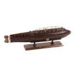 A brass and wood model of the 1864 Spanish submarine the Ictineo II. Overall length 42cms (16.5ins)