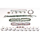 A quantity of costume jewellery to include a millefiori bead necklace.