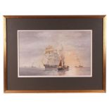 Peter Hilliard - Sail and Steam - The Celtic Glen off Lowestoft, signed lower left, watercolour,