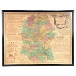 Eman Bowen. - An improved map of Wiltshire, divided into its hundreds, hand coloured engraving,