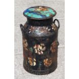 A painted milk churn, 64cms high.