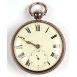 A George IV silver cased open faced pocket watch, the white enamel dial with Roman numerals and