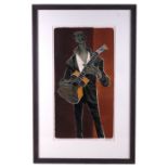 Marek Żuławski (Polish 1908-1985) - Guitar Player - limited edition print, numbered 11/25, signed in