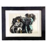 20th century contemporary school - a coloured lithograph depicting Jazz Musicians, 38 by 29cms,