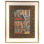 A Mogul style watercolour paintings depicting an Emperor and his attendants; together with another