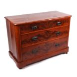 A late 19th century figured mahogany chest of two short and two graduated long drawers, 111cms