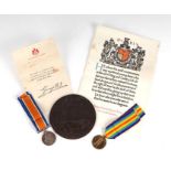 A WWI Victory medal and War medal pair awarded to '2620 TPR. C. E. RICHES. HOUSEHOLD. B.N.' and