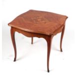 A continental occasional table, the shaped rectangular top with inlaid floral decoration, on