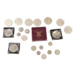 A quantity of assorted pre 1947 GB and continental silver coinage to include a 1928 George IV silver