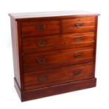 A late 19th century walnut chest of two short and three graduated long drawers, on a plinth base,