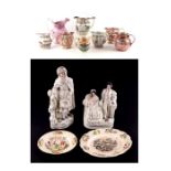 A quantity of 19th century lustre ware jugs and Staffordshire figures.Condition ReportGeneral