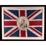 An Edward VIII commemorative Union Jack, framed & glazed, 70 by 57cms.