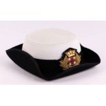 A Wilson & Stafford WRNS Woman's Officers Tricorn Dress hat, 57cms.