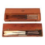 A set of three 19th century Down Brothers, London, surgeons knives,cased; together with another