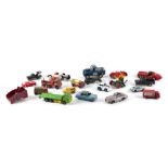 A large selection of diecast cars and commercial vehicles to include a Corgi Aston Martin DB5,
