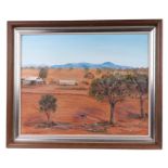 E Stephens (Australian school) - Australian Outback Farm Landscape - signed lower left, oil on